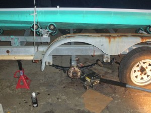 Trailer repair - axle springs being replaced